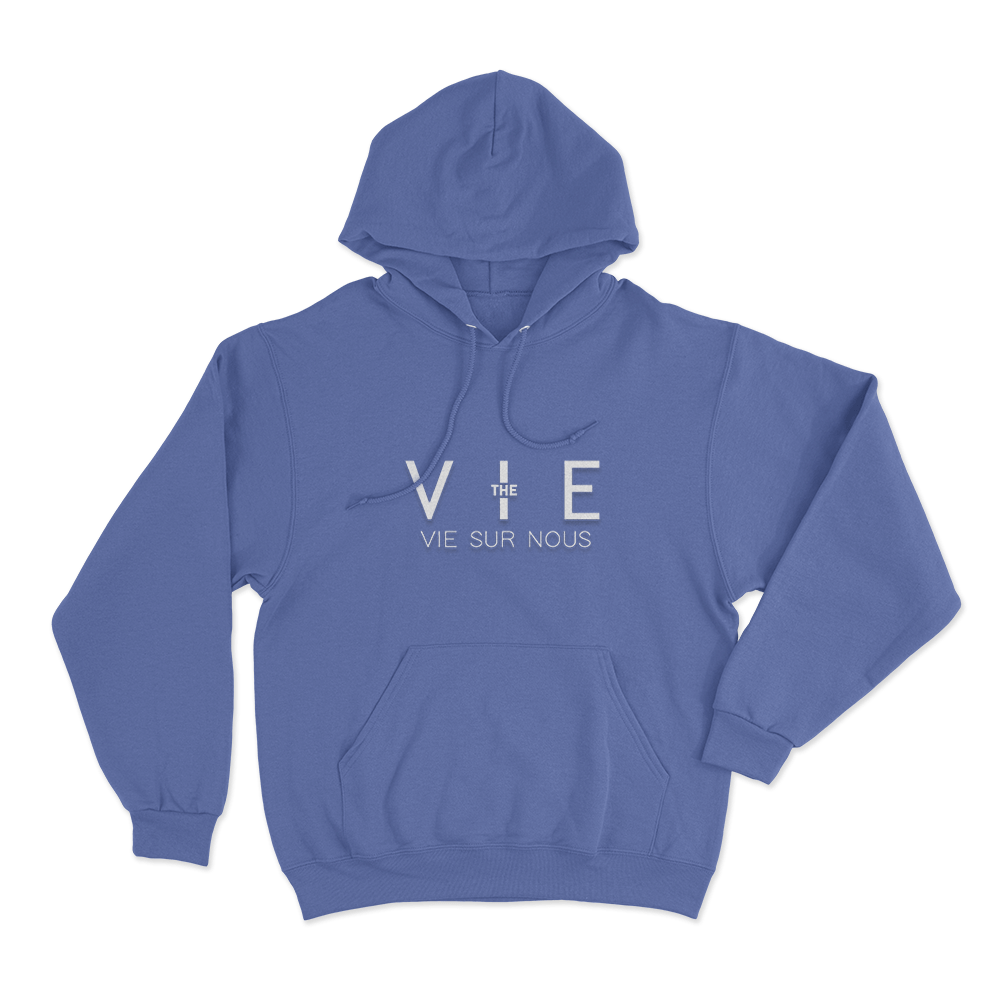 The Vie Sur Nous Typography Unisex Hoodie Blue The Vie Sur Nous Typography Unisex Hoodie Blue