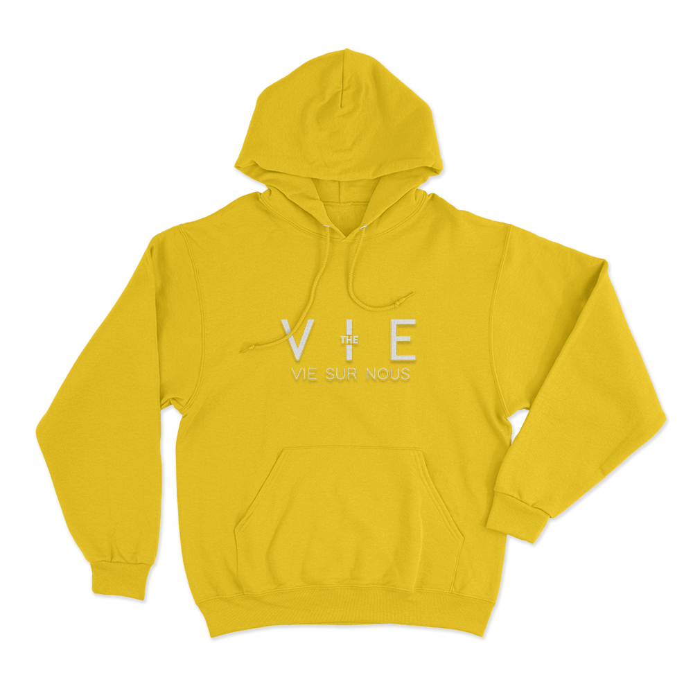 The Vie Sur Nous Typography Unisex Hoodie Yellow The Vie Sur Nous Typography Unisex Hoodie Yellow